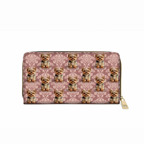  Leather Clutch Purse With Wristlet Strap Handle Elegant Yorkie Bliss