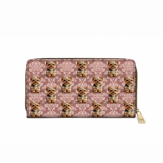  Leather Clutch Purse With Wristlet Strap Handle Elegant Yorkie Bliss