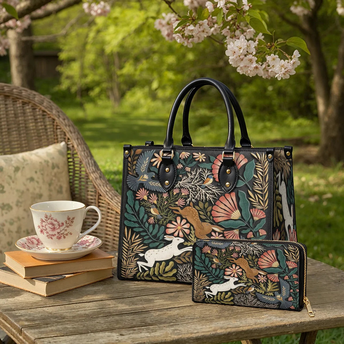  Leather Clutch Purse With Wristlet Strap Handle Forest Tale