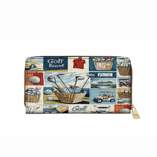  Leather Clutch Purse With Wristlet Strap Handle Vintage Golf Dreams