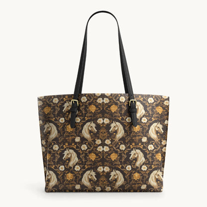 Golden Mane Bloom Leather Tote Bag