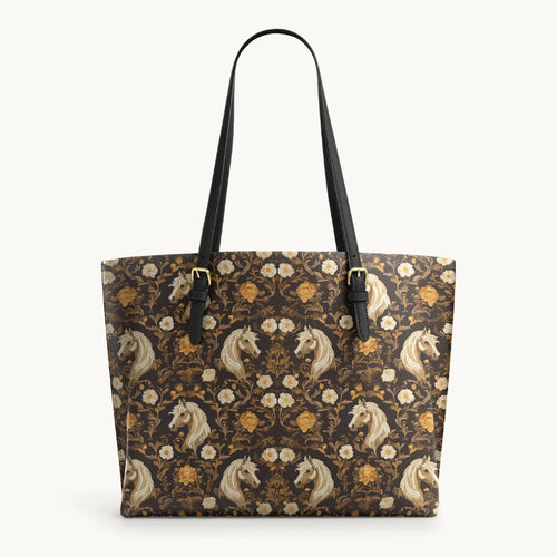  Golden Mane Bloom Leather Tote Bag