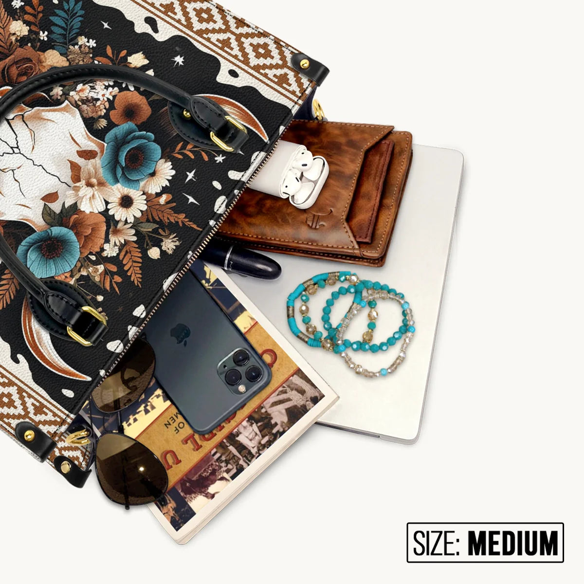  Floral Longhorn Spirit Leather Bag