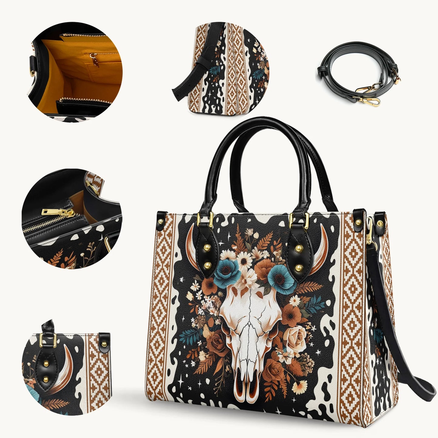  Floral Longhorn Spirit Leather Bag