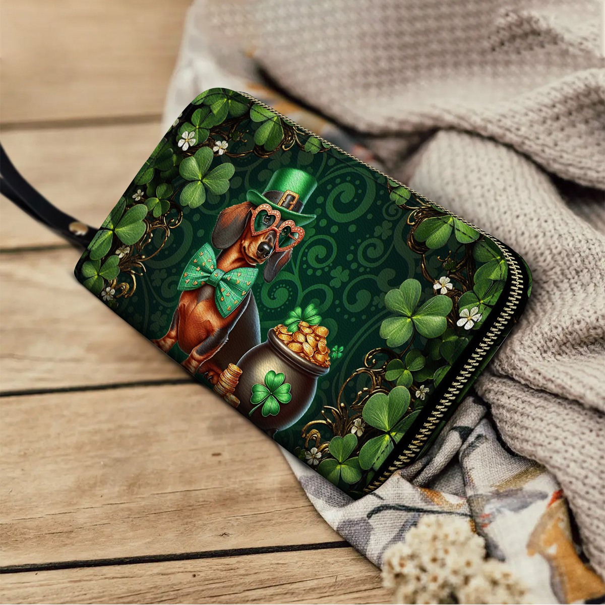  Leather Clutch Purse With Wristlet Strap Handle Lucky Doxie