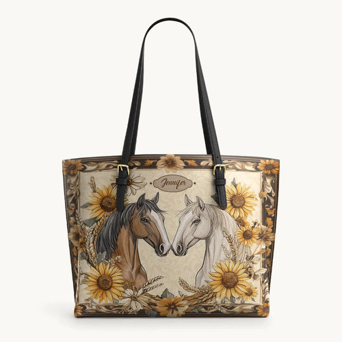  Golden Horse Harmony Leather Tote Bag