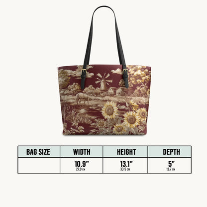  Rustic Bloom Leather Tote Bag