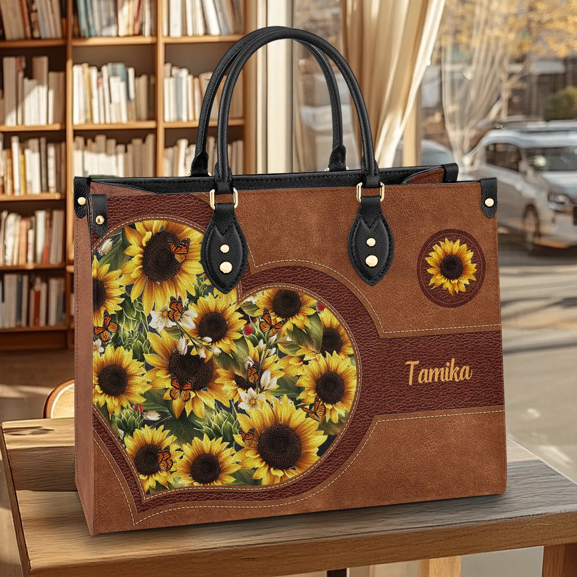  Leather Bag Personalized Lovely Sunflower