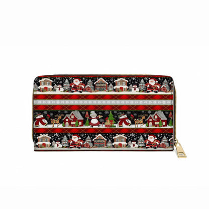  Leather Clutch Purse With Wristlet Strap Handle Santa?s Magical Christmas