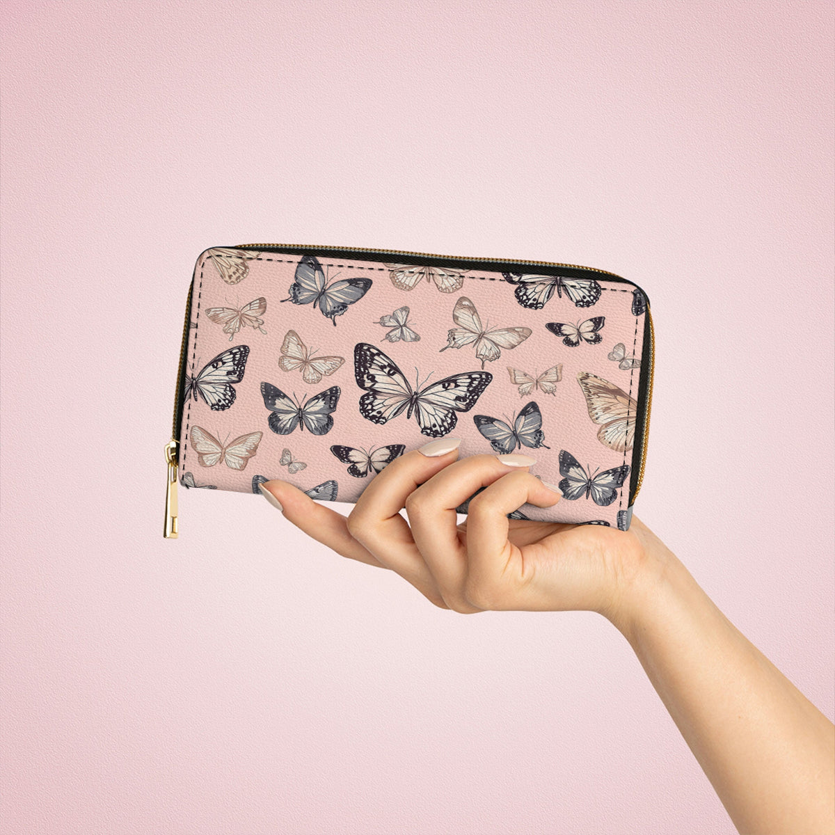  Leather Clutch Purse With Wristlet Strap Handle Wings of Delight
