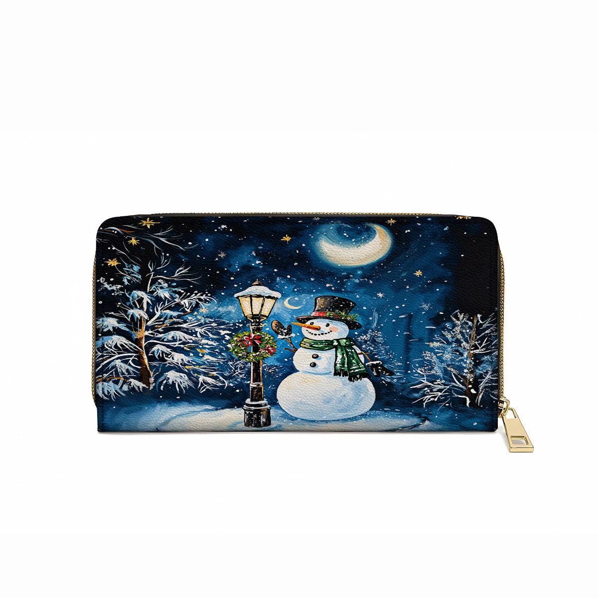  Leather Clutch Purse With Wristlet Strap Handle Frosty Night