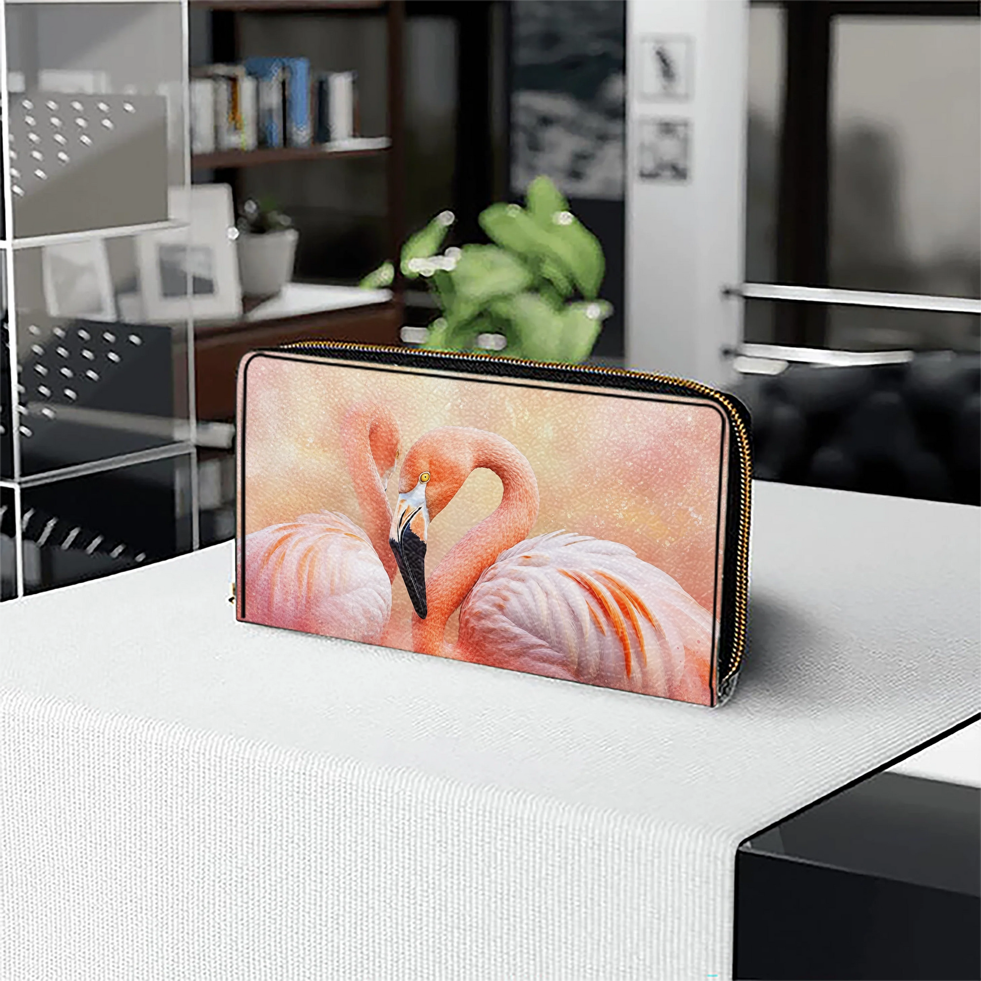  Leather Clutch Purse With Wristlet Strap Handle Flawlessly Fabulous Flamingo Bliss