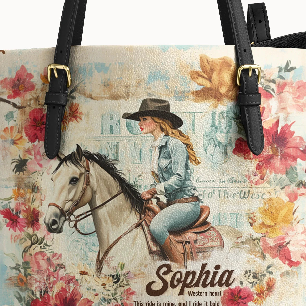  Personalized Wild Grace Leather Tote Bag
