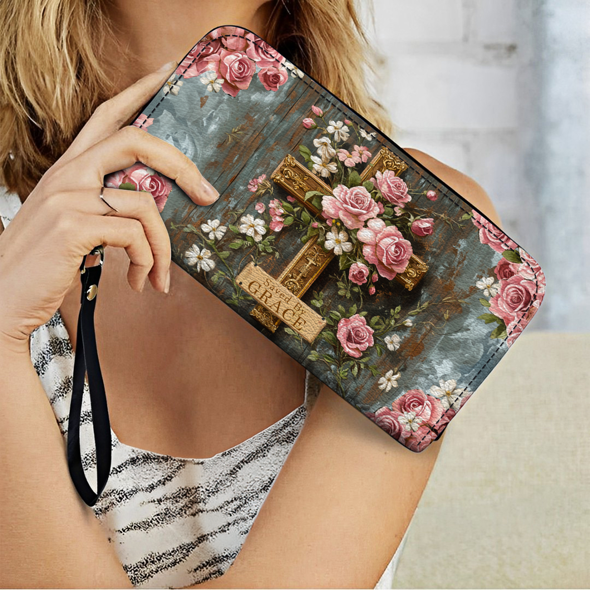  Leather Clutch Purse With Wristlet Strap Handle Saved The Grace