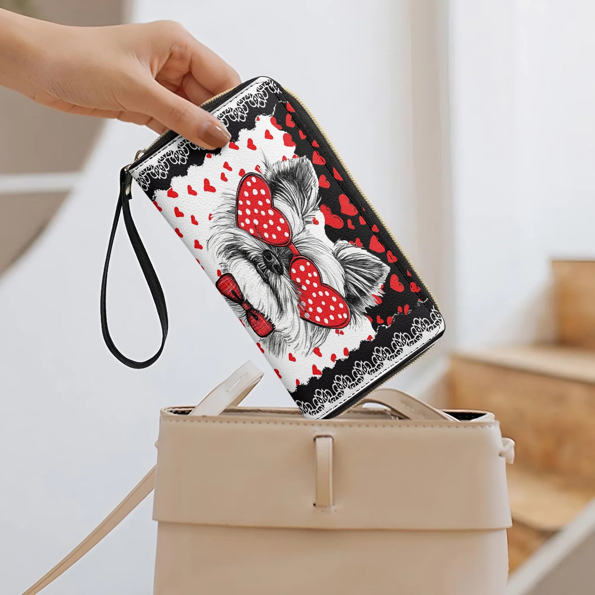  Leather Clutch Purse With Wristlet Strap Handle Yorkshire Love Paws