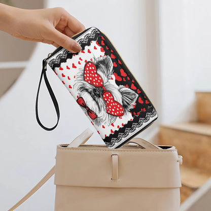  Leather Clutch Purse With Wristlet Strap Handle Yorkshire Love Paws