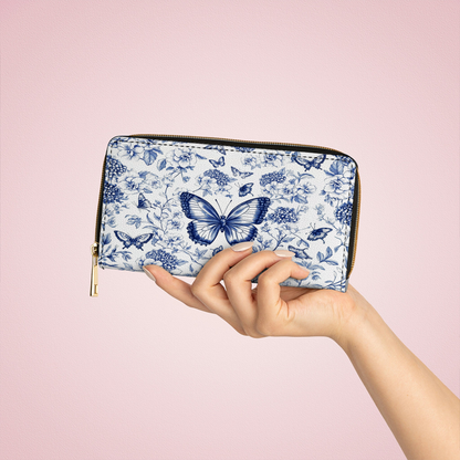  Leather Clutch Purse With Wristlet Strap Handle Papillon Reverie Toile