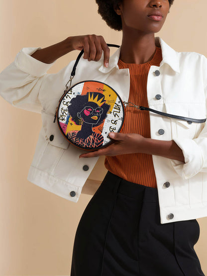 "Aina" Coconut White Circle Crossbody Bag