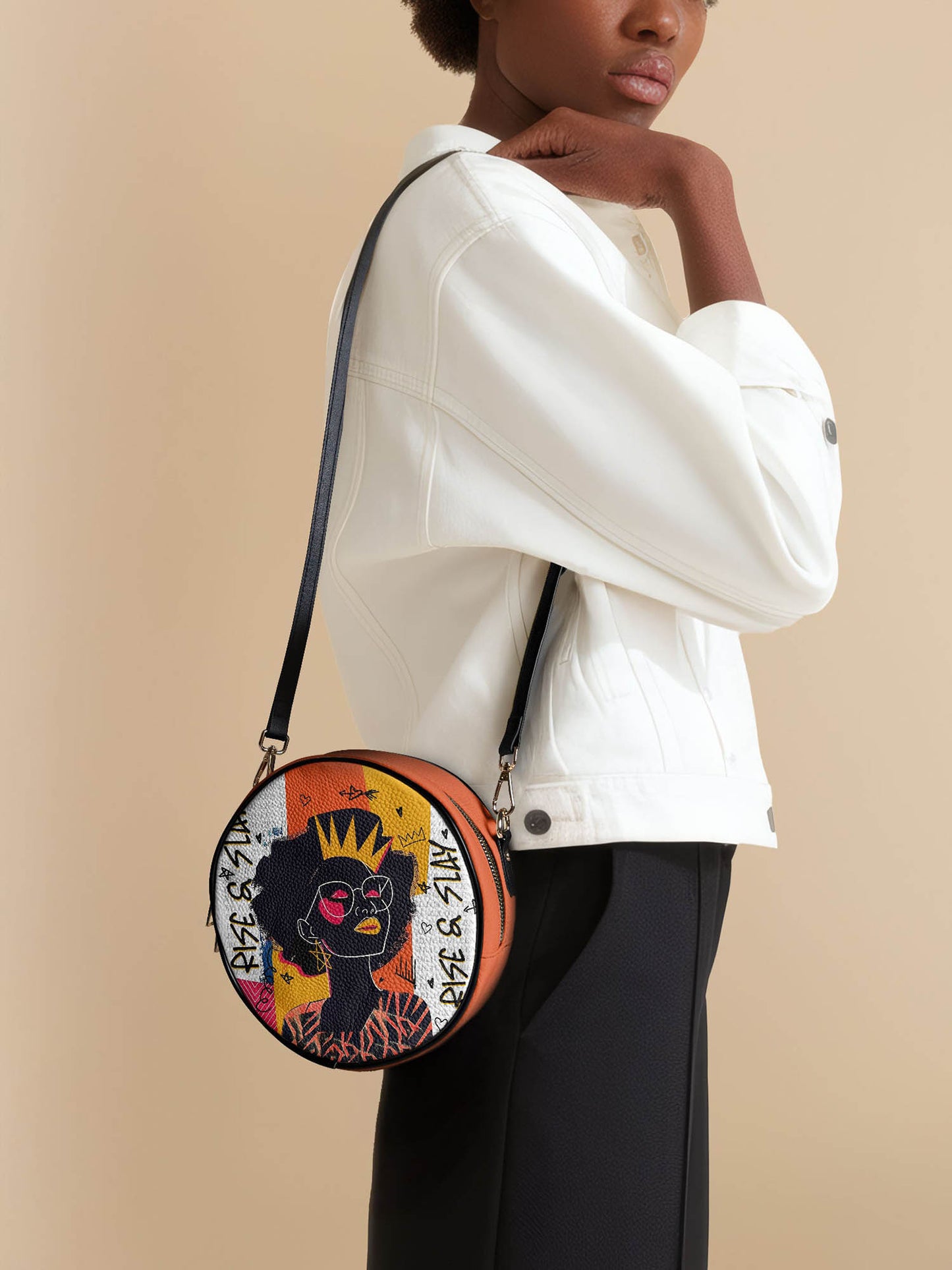 "Aina" Coconut White Circle Crossbody Bag