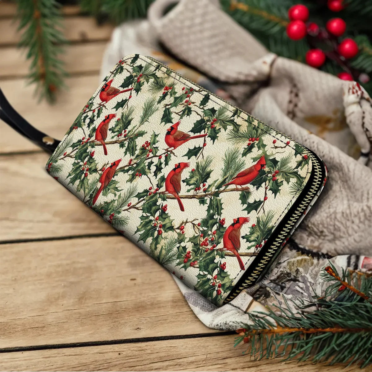  Leather Clutch Purse With Wristlet Strap Handle Cardinal Bliss