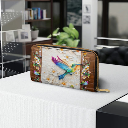  Leather Clutch Purse With Wristlet Strap Handle Fluttering Blooms