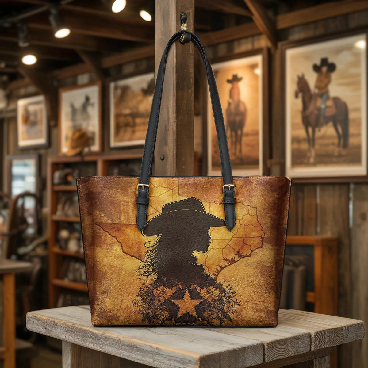  Texas Cowgirl Soul Leather Tote Bag