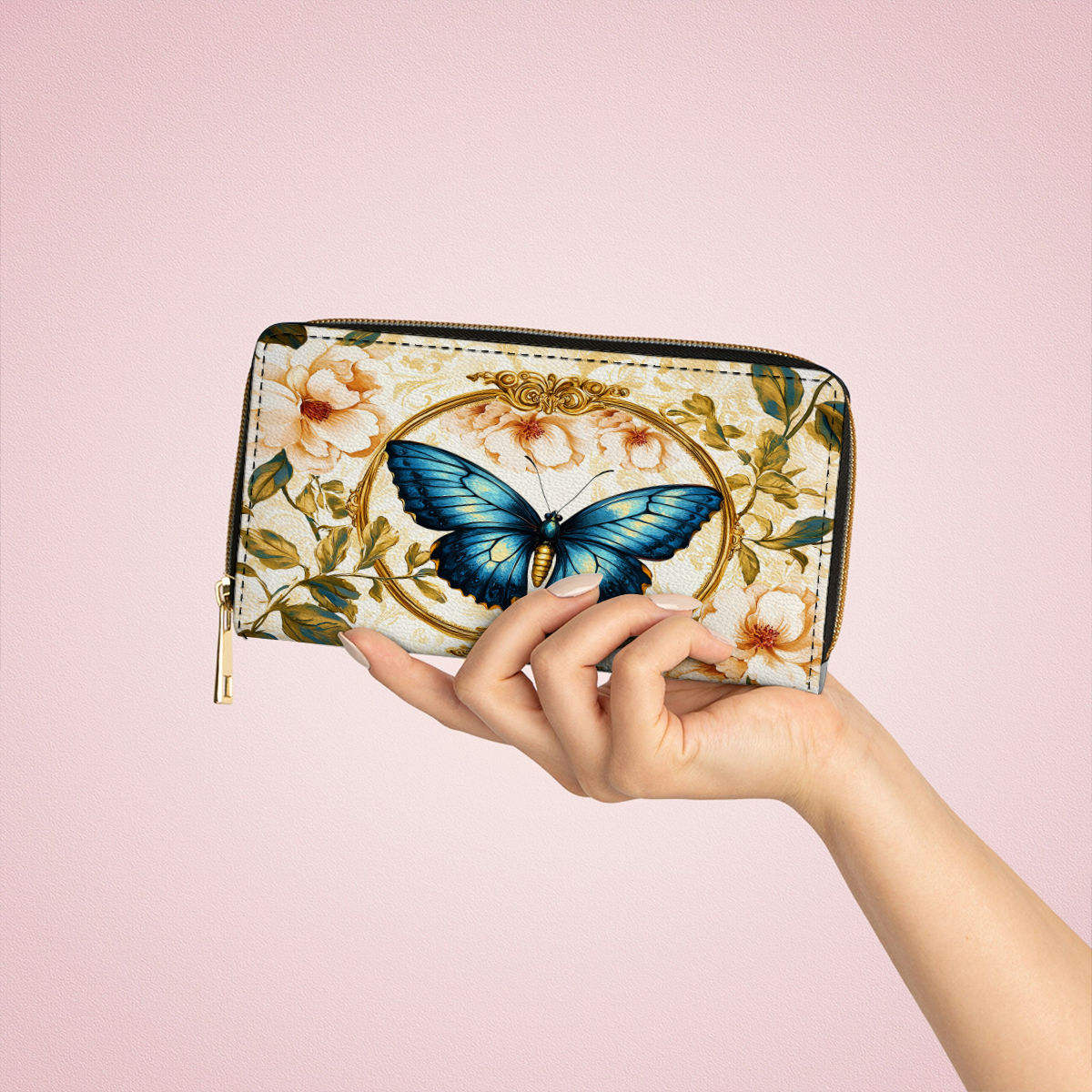  Leather Clutch Purse With Wristlet Strap Handle Regency Blossom Heritage