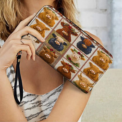  Leather Clutch Purse With Wristlet Strap Handle Cow In My Heart