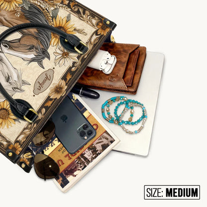  Personalized Golden Horse Harmony Leather Bag