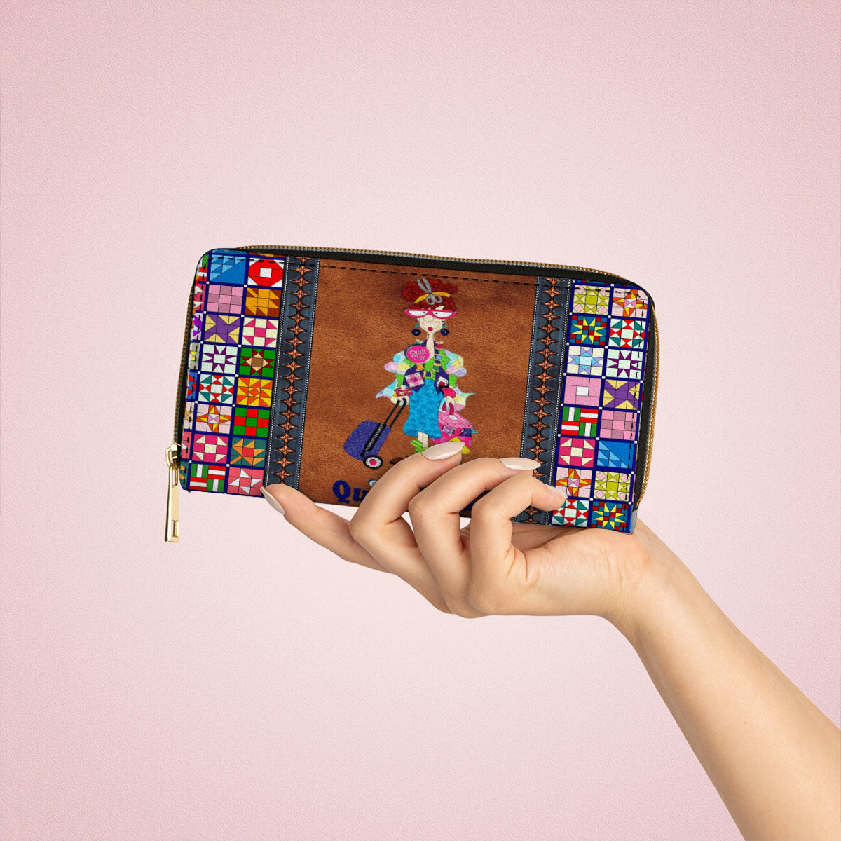  Leather Clutch Purse With Wristlet Strap Handle Quilt Diva