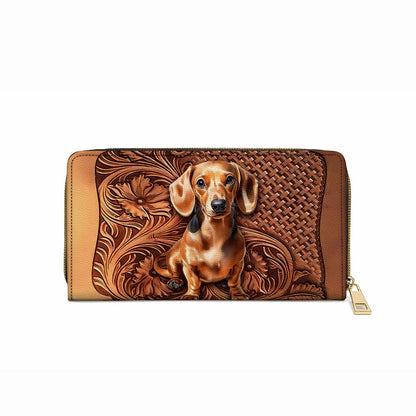  Leather Clutch Purse With Wristlet Strap Handle Dapper Doxie