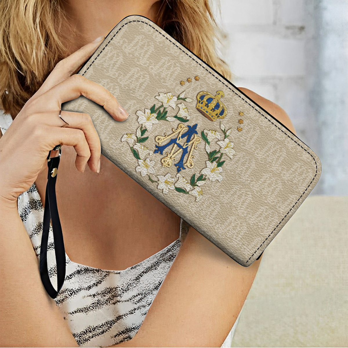  Leather Clutch Purse With Wristlet Strap Handle Royal Devotion