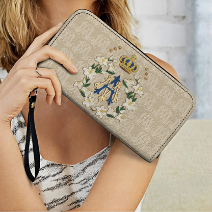 Leather Clutch Purse With Wristlet Strap Handle Royal Devotion