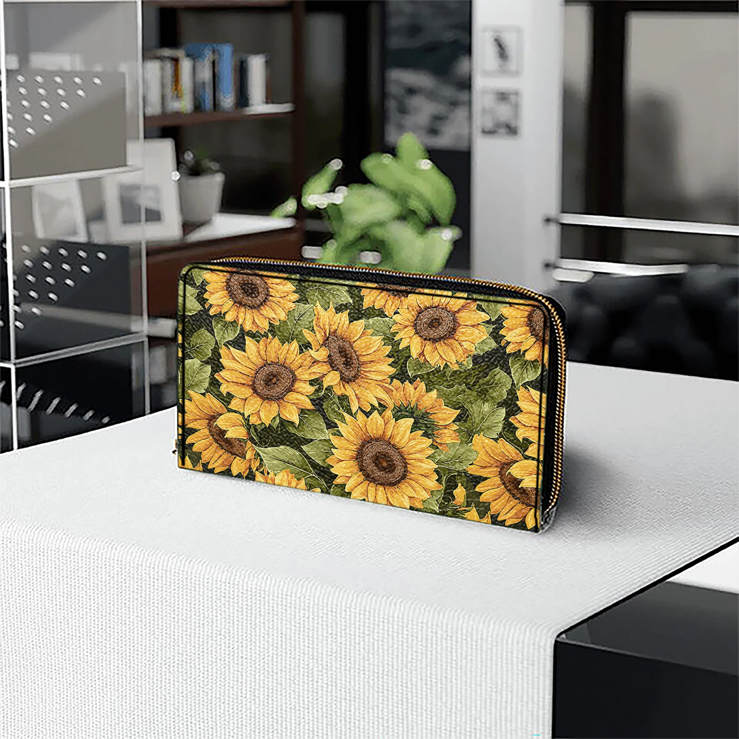  Leather Clutch Purse With Wristlet Strap Handle Sunflower Slumber
