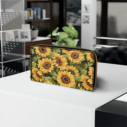 Leather Clutch Purse With Wristlet Strap Handle Sunflower Slumber