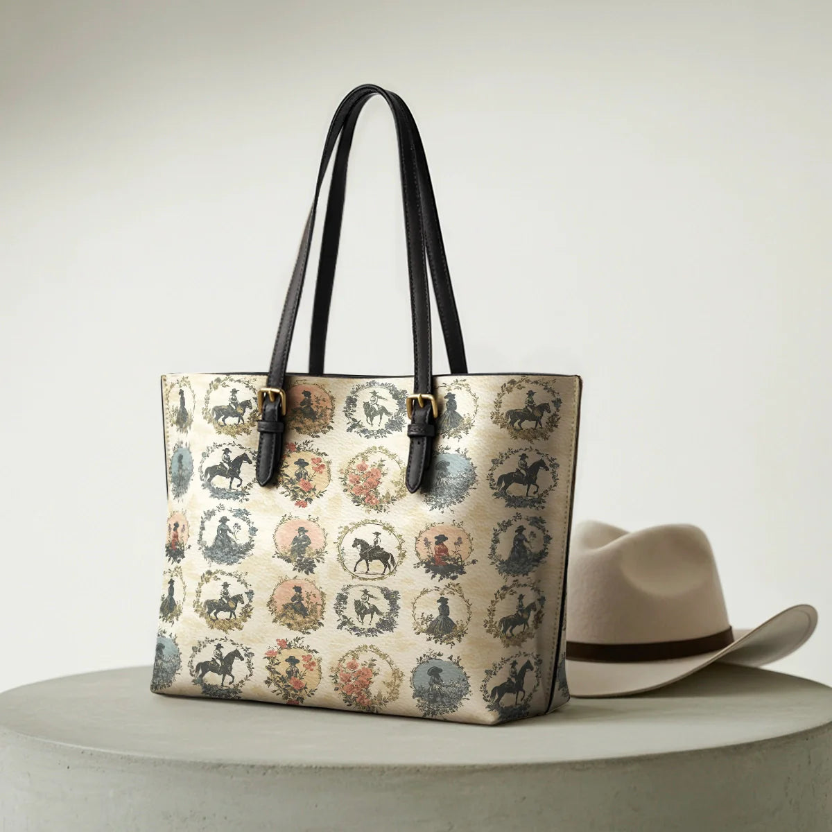  Echoes of Courtship Leather Tote Bag