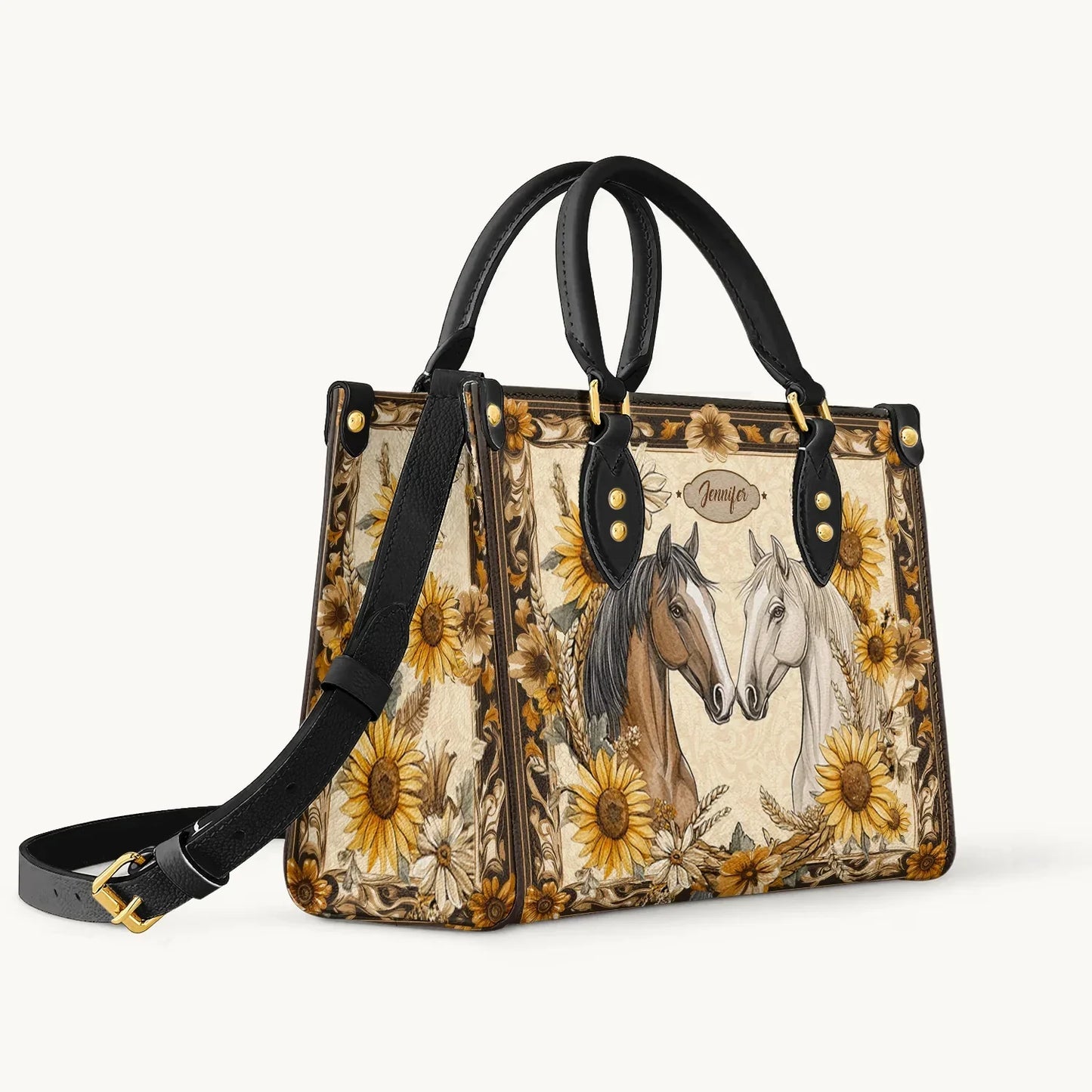  Personalized Golden Horse Harmony Leather Bag