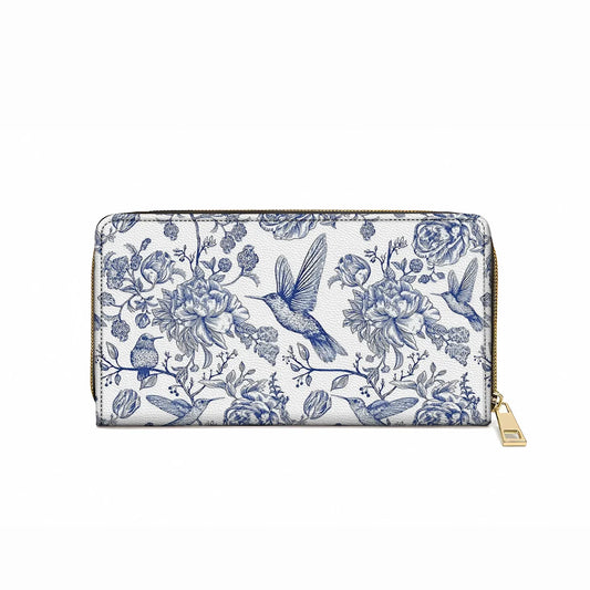  Leather Clutch Purse With Wristlet Strap Handle Hummingbird Serenity
