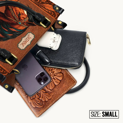  Personalized Regal Horse Bloom Leather Bag