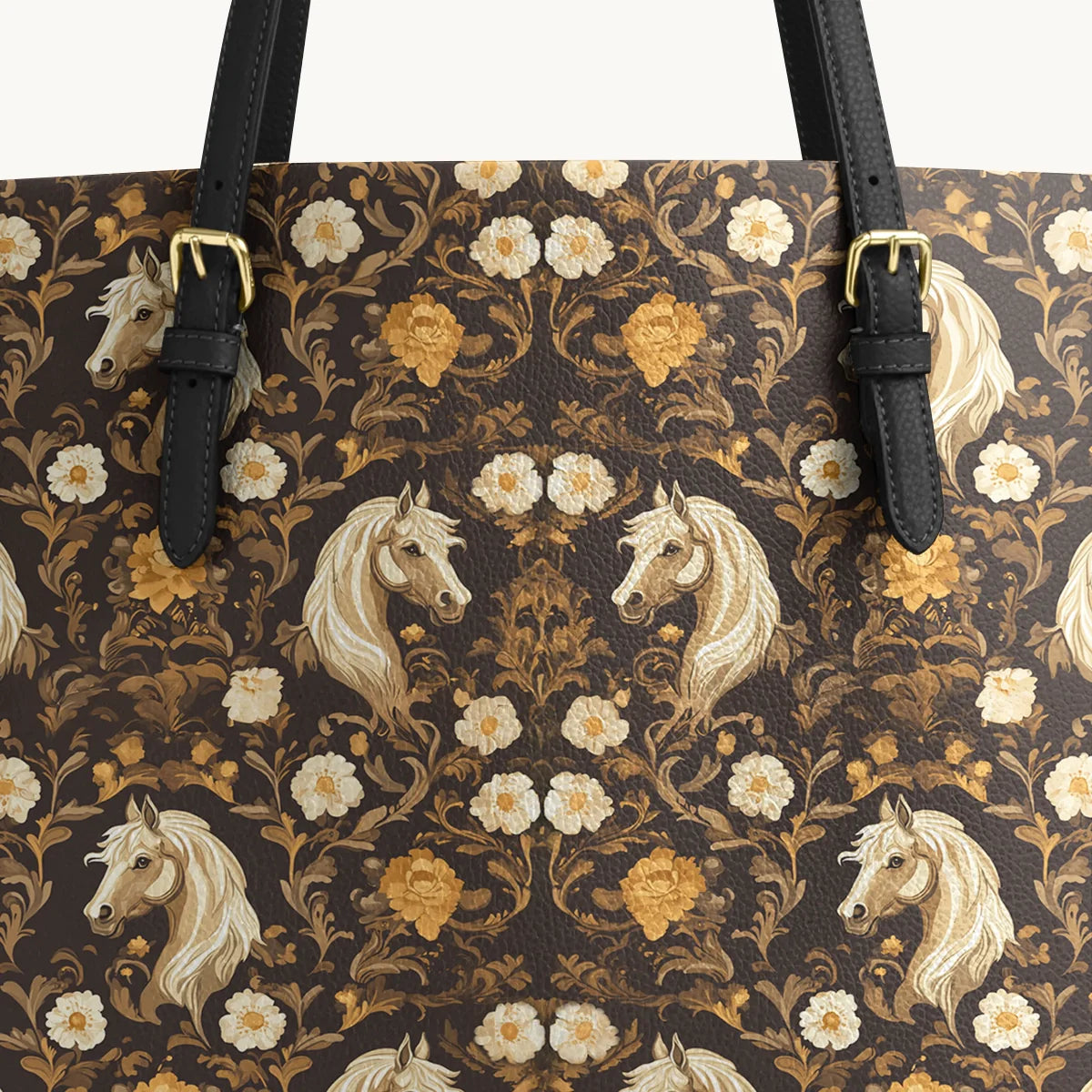  Golden Mane Bloom Leather Tote Bag