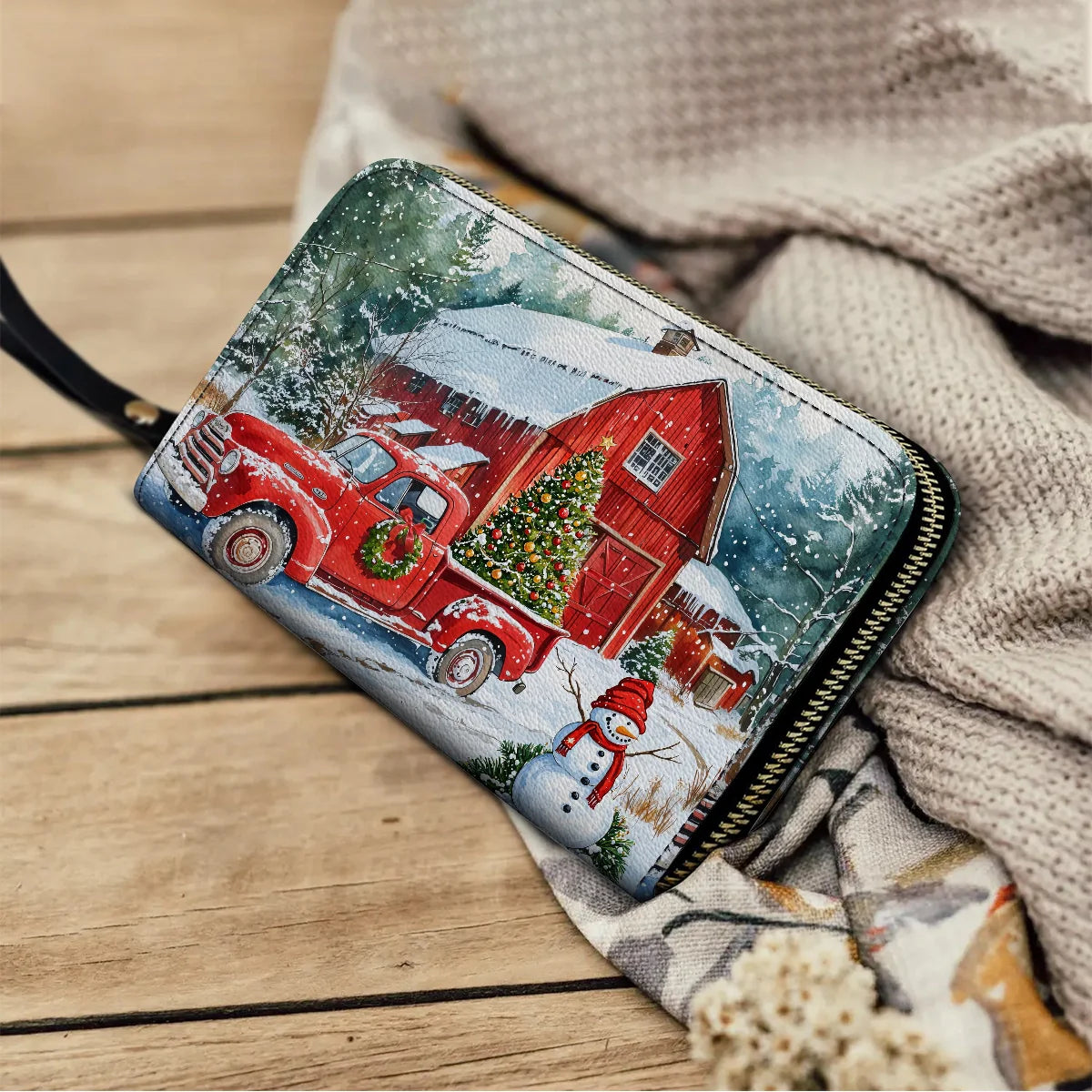  Leather Clutch Purse With Wristlet Strap Festive Farm
