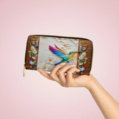  Leather Clutch Purse With Wristlet Strap Handle Fluttering Blooms