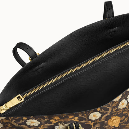  Golden Mane Bloom Leather Tote Bag