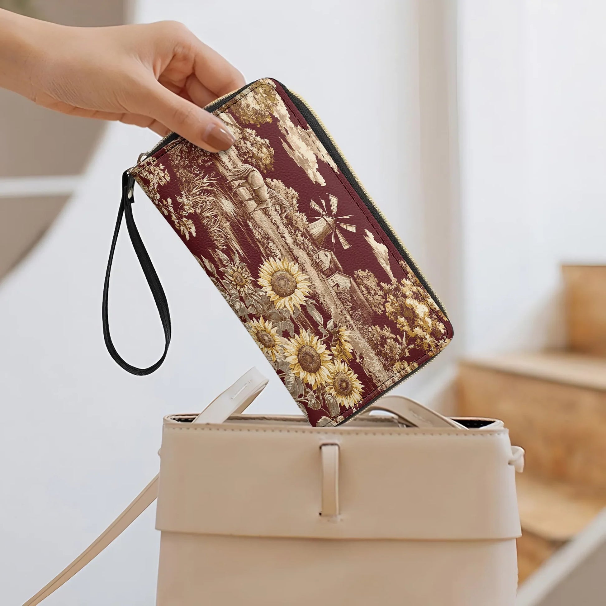  Leather Clutch Purse Texas Sunflower - Heart of the Lone Star Fields