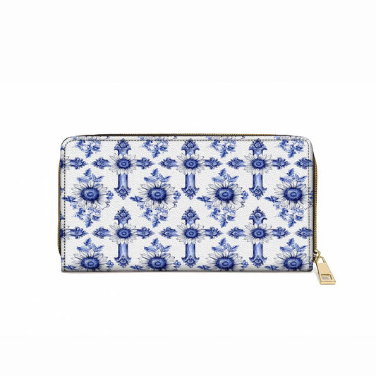  Leather Clutch Purse With Wristlet Strap Handle Sunflower Blooming With Grace