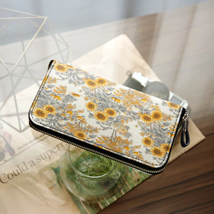  Leather Clutch Purse With Wristlet Strap Handle Georgia Sunshine Sunflower