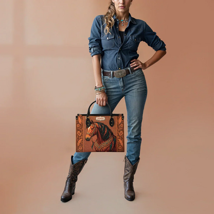  Personalized Regal Horse Bloom Leather Bag