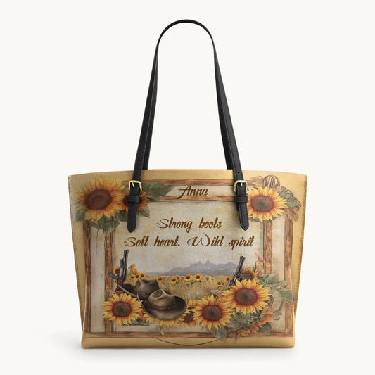  Personalized Wild Spirit Bloom Leather Tote Bag