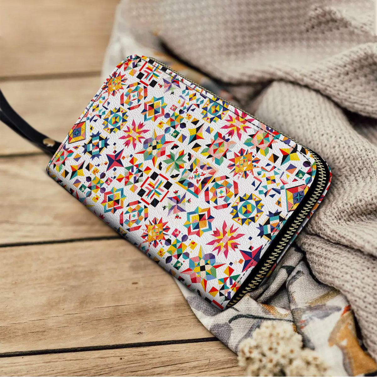  Leather Clutch Purse With Wristlet Strap Handle Quilting Magic Beautiful