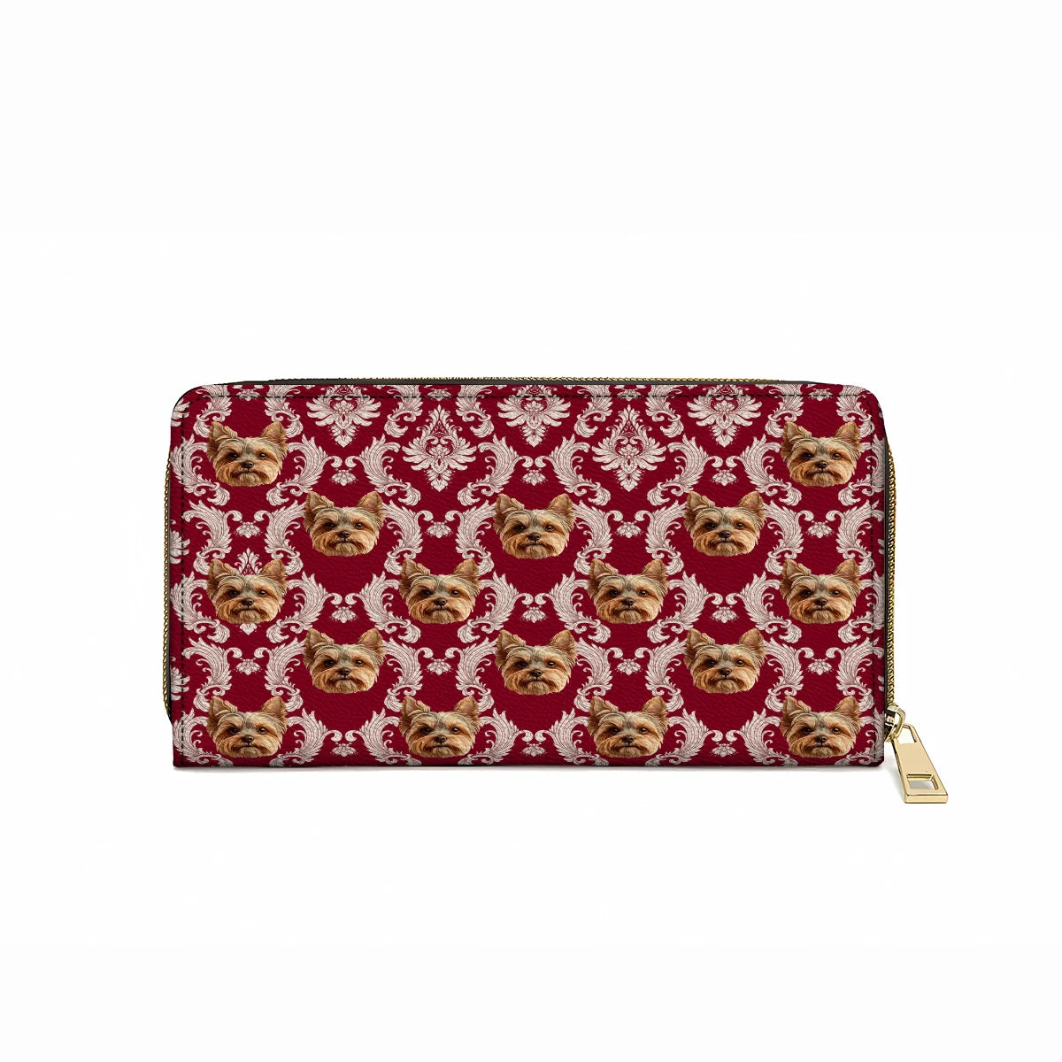  Leather Clutch Purse With Wristlet Strap Handle Royal Yorkie Charm